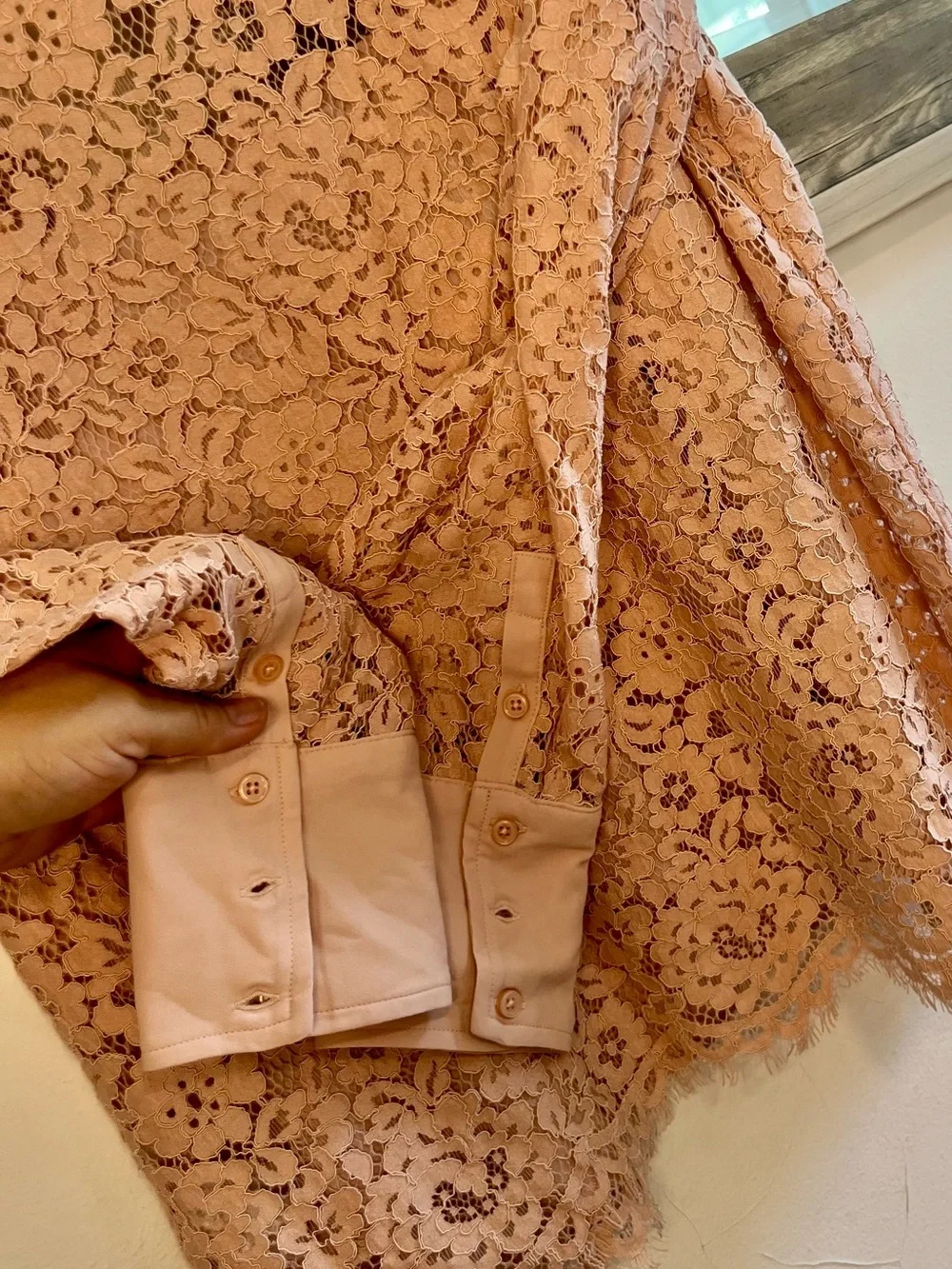 J. Crew Blush Lace Button-Up Cardigan with Shell